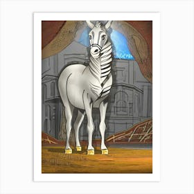 White and gray horse Art Print