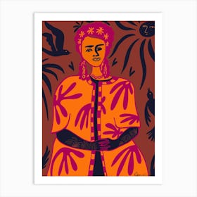 Frida Brown & Orange Art Print