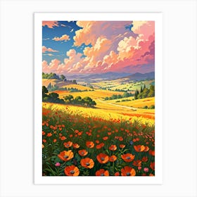 Poppies In The Field Art Print