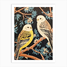 Art Nouveau Birds Poster Budgerigar 2 Art Print