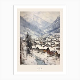 Vintage Winter Painting Poster Lech Austria 1 Art Print
