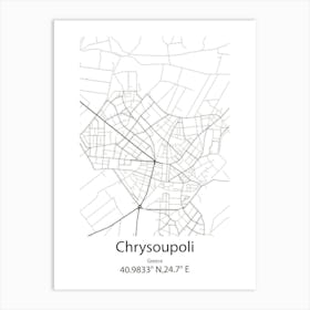 Chrysoupoli,Greece Minimalist Map Art Print