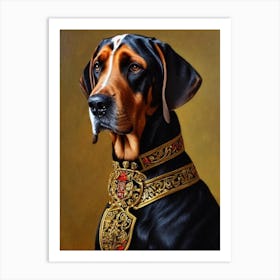 Bloodhound Renaissance Portrait Oil Painting Art Print