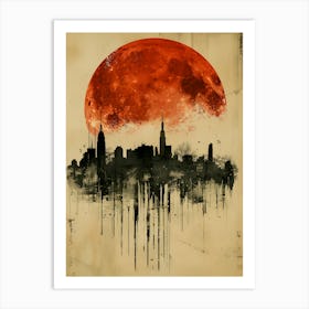 Red Moon Canvas Print Art Print