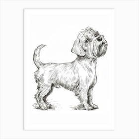 Dandie Dinmont Terrier Dog Line Sketch 3 Art Print