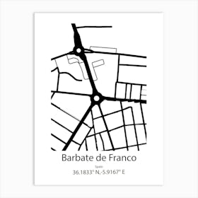 Barbate De Franco,Spain Minimalist Map Art Print