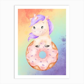 Unicorn Donut big Art Print