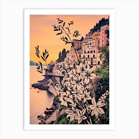 Amalfi Coast, Flower Collage 8 Art Print