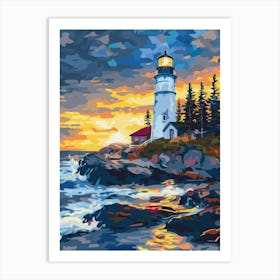 Lighthouse At Sunset 17 Art Print