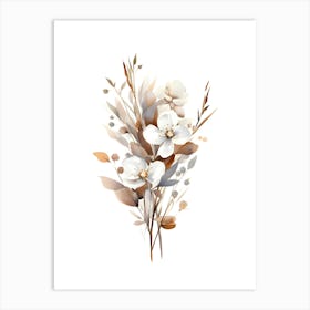 White Flowers On A White Background Art Print