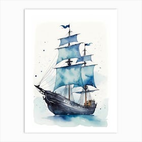 Sailing Ships Watercolor Painting (8) Art Print