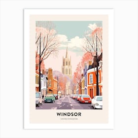 Vintage Winter Travel Poster Windsor United Kingdom 1 Art Print