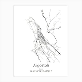 Argostoli,Greece Minimalist Map Art Print