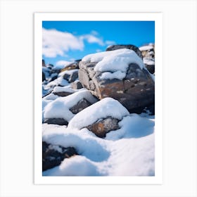 Snow Covered Stones in the Mountains Art Print