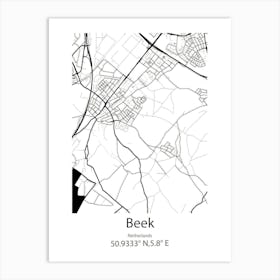 Beek En Donk,Netherlands Minimalist Map Art Print