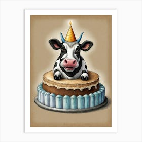 Birthday Cow Art Print