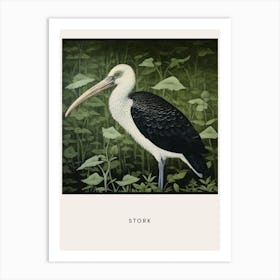 Ohara Koson Inspired Bird Painting Stork 1 Poster Art Print