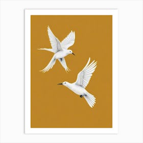 Love Birds On Mustard Background (2) Art Print