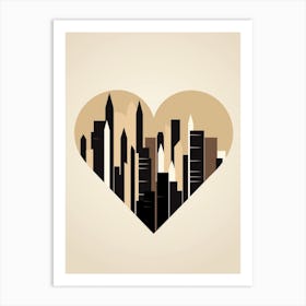 Simple Skyline Heart Cream & Black 4 Art Print