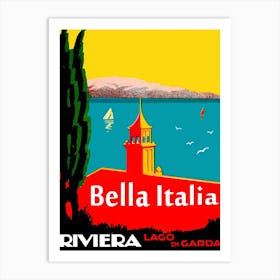 Lake Garda, Italy, Vintage Travel Poster Art Print