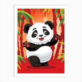 Panda Bear In Bamboo Forest Art Print