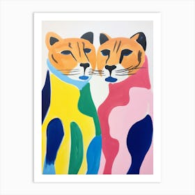 Colourful Kids Animal Art Cougar 3 Art Print