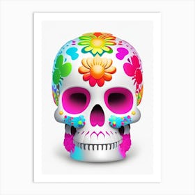 Skull With Vibrant Colors Kawaii Art Print