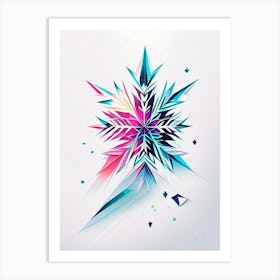 Crystal, Snowflakes, Minimal Line Drawing 1 Art Print
