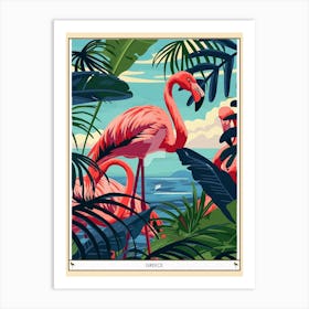 Greater Flamingo Greece Tropical Illustration 3 Poster Art Print