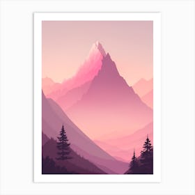 Misty Mountains Vertical Background In Pink Tone 2 Art Print