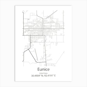 Eunice,United States Minimalist Map 1 Art Print