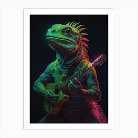 Lizard Playing Guitar Art Print