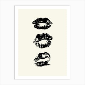 Kiss Lips Black Art Print