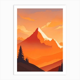 Misty Mountains Vertical Composition In Orange Tone 46 Art Print