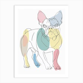 Pastel Watercolour French Bulldog Line Illustration 4 Art Print