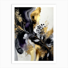 Black And Gold Abstract Painting Art Print