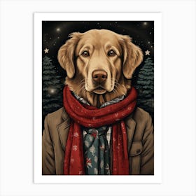 Golden Retriever In Scarf Art Print