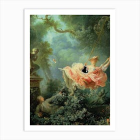 The Swing Black Cat Inspired By Jean Honoré Fragonard Close Up Art Print