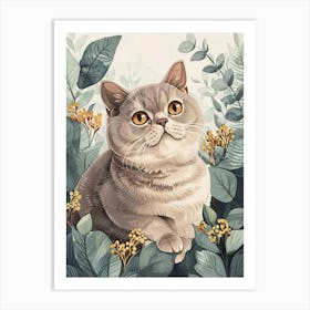 British Shorthair Japanese Illustration 2 Art Print