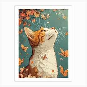 Autumn Cat Art Print