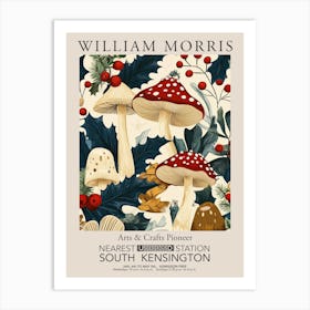 William Morris Prints Mushrooms Drawing Christmas Gift Winter Vintage Affiche