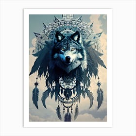 Wolf Dreamcatcher 12 Art Print