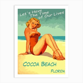 Pinup Girl On Cocoa Beach, Florida Art Print