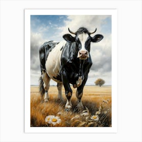 Holstein Friesian Cow Chalk Style Art Print