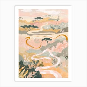 Snakes Pastels Jungle Illustration 1 Art Print