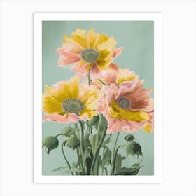 Sunflowers Flowers Acrylic Painting In Pastel Colours 9 Art Print