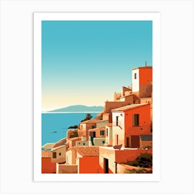 Abstract Illustration Of Spiaggia Di Tuerredda Sardinia Italy Orange Hues 3 Art Print