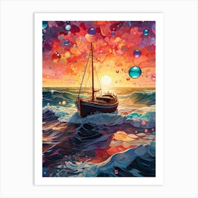 Sailboat At Sunset 5 Art Print