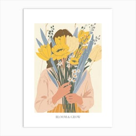 Bloom And Grow Spring Girl With Yellow Flowers 2 Art Print