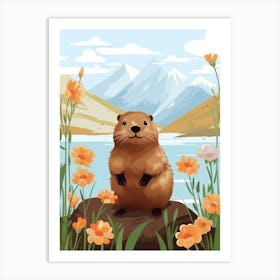 Baby Animal Illustration  Beaver 1 Art Print
